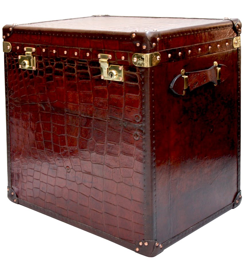Vintage Trunk As End Table Elements Of Style Luxe Gifts One From A Pair Of Exceptionally Well Made Trunks Faced With An Ancient And Superbly Colored Antique Crocodile Hide Particularly Large Scales