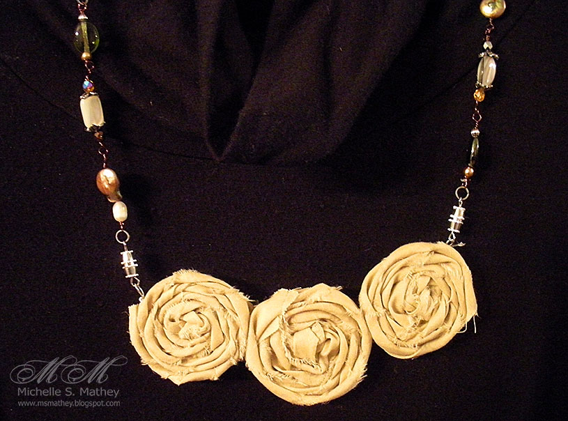 Pigment of My Imagination Rolled Fabric Flower Necklace