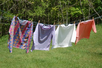 Tee shirts on
clothesline