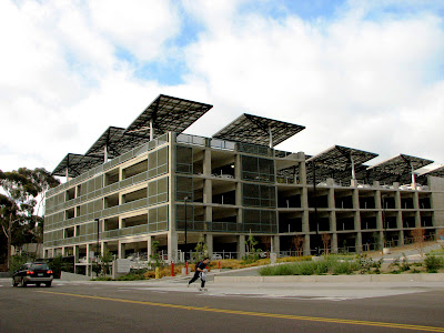 parking garage ucsd solar placed rimac arena atop panels near