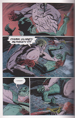 Ironically, this big ape doesn't know an amphibian fish-man when he sees one... Abe Sapien BPRD B.P.R.D. Garden Of Souls Hellboy Mignola Del Toro decapitation sword