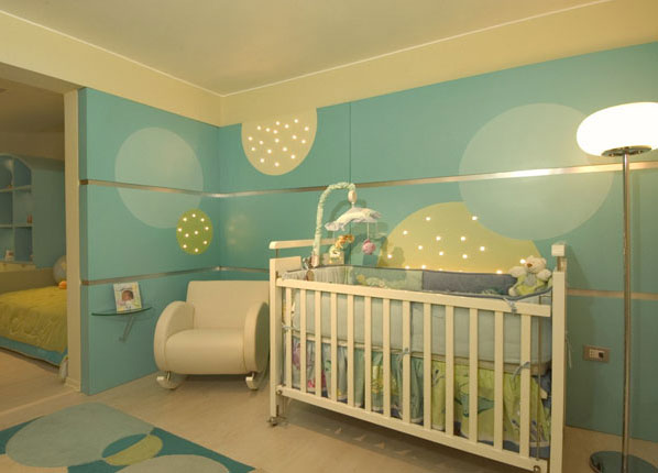 Dormitorio para bebe varÃn color turquesa verde y crema de karim ...