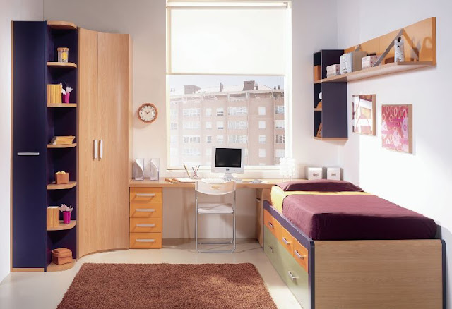 Dormitorio Juvenil para espacios pequeños con colores vivos via www.dormitorios.blogspot.com Dormitorio Juvenil para espacios pequeños con colores vivos via www.dormitorios.blogspot.com