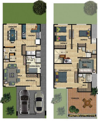 plano de casa de 2 pisos en 85m2 10m x 8.5 m