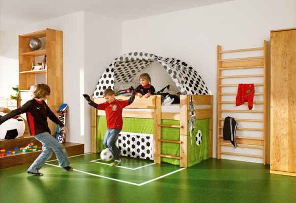 DORMITORIO INFANTIL PARA HERMANOS QUE LES GUSTA EL FUTBOL - SOCCER BEDROOM - DORMITORIO DE FUTBOL via www.dormitorios.blogspot.com