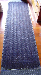 print o' the wave shawl pinned out on blocking mat