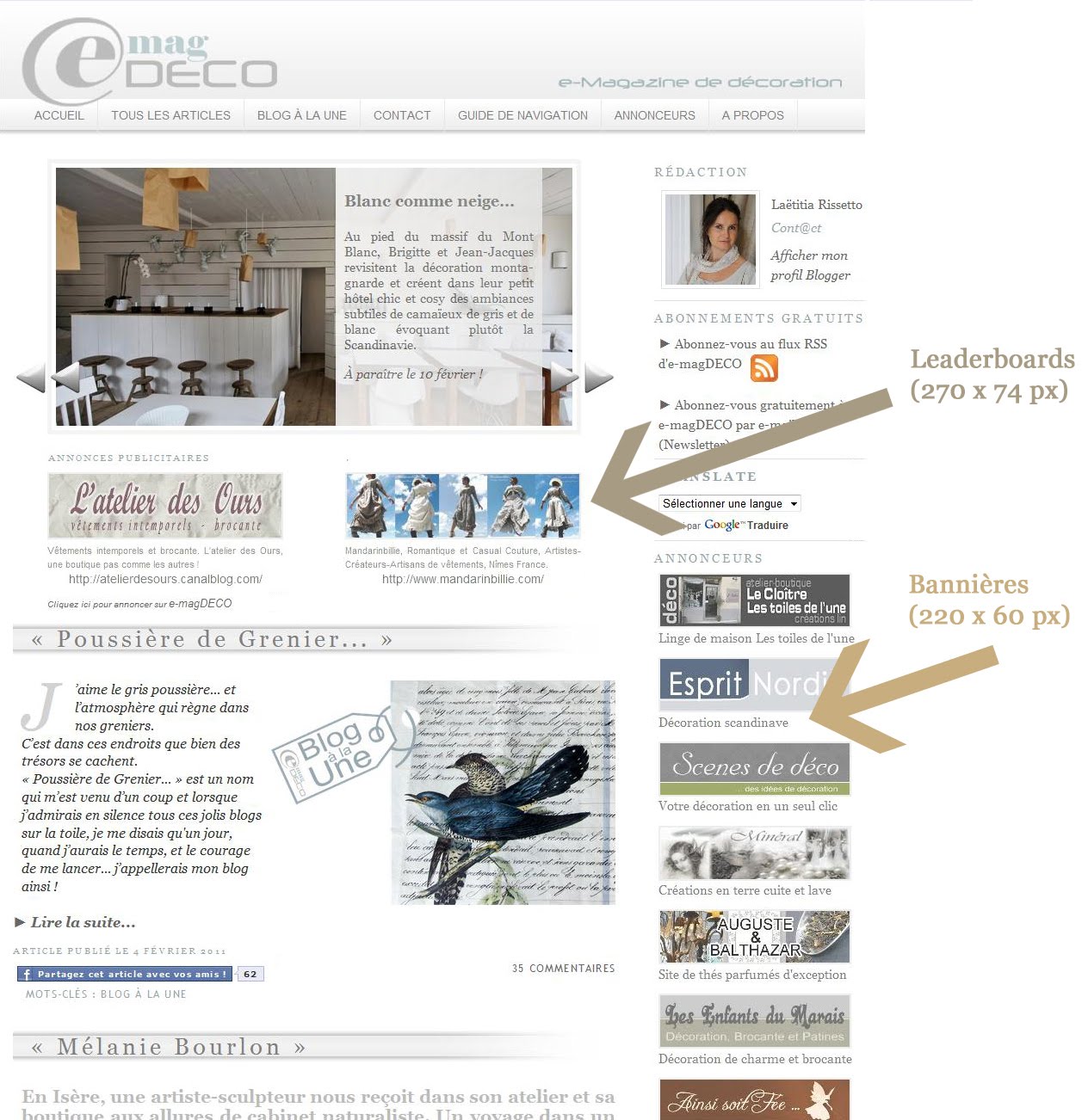 Page d'accueil du site