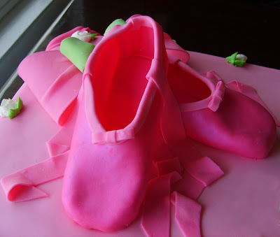 White Ballerina Shoes on White Cake With Vanilla Buttercream And Strawberry Filling  The Shoes