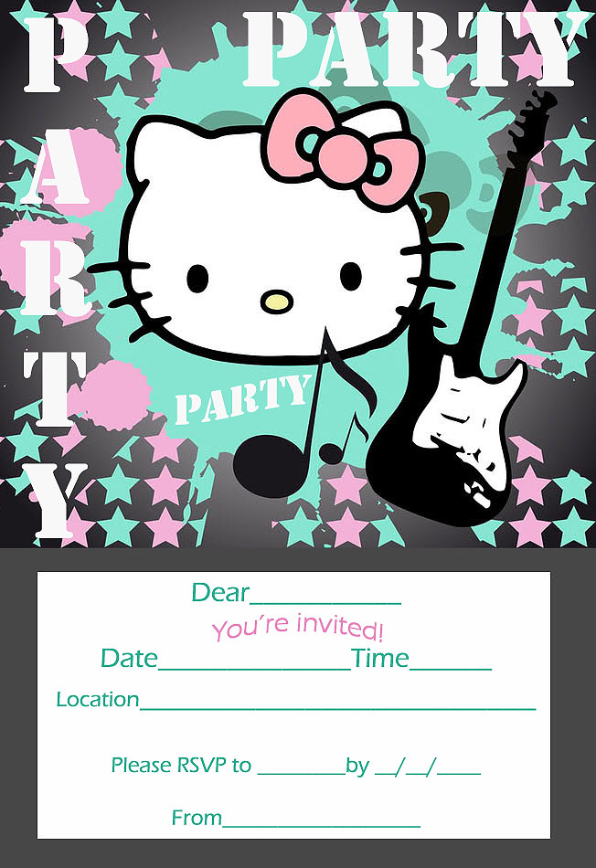printable invitation templates, free printable greeting card hello kitty