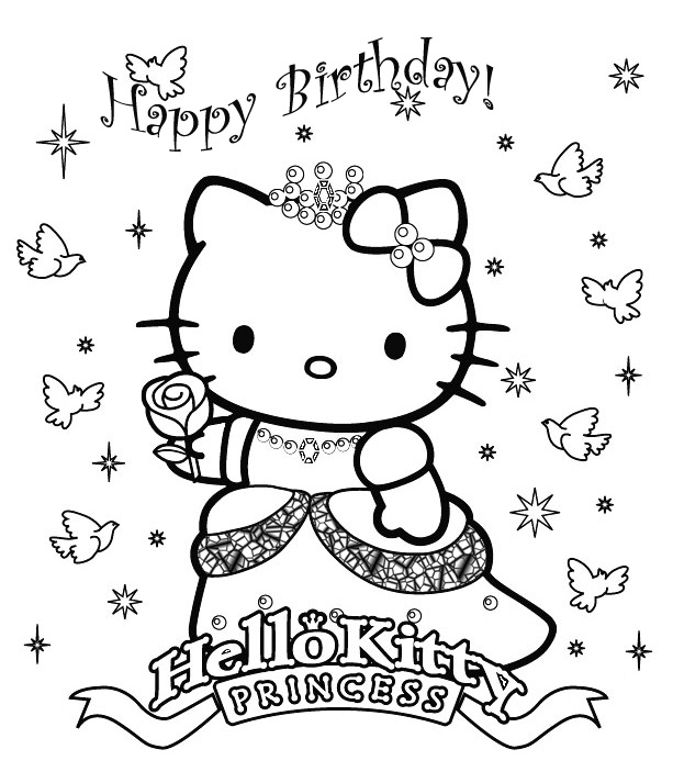 Hello Kitty as a Princess - print and color to your heart's content title=
