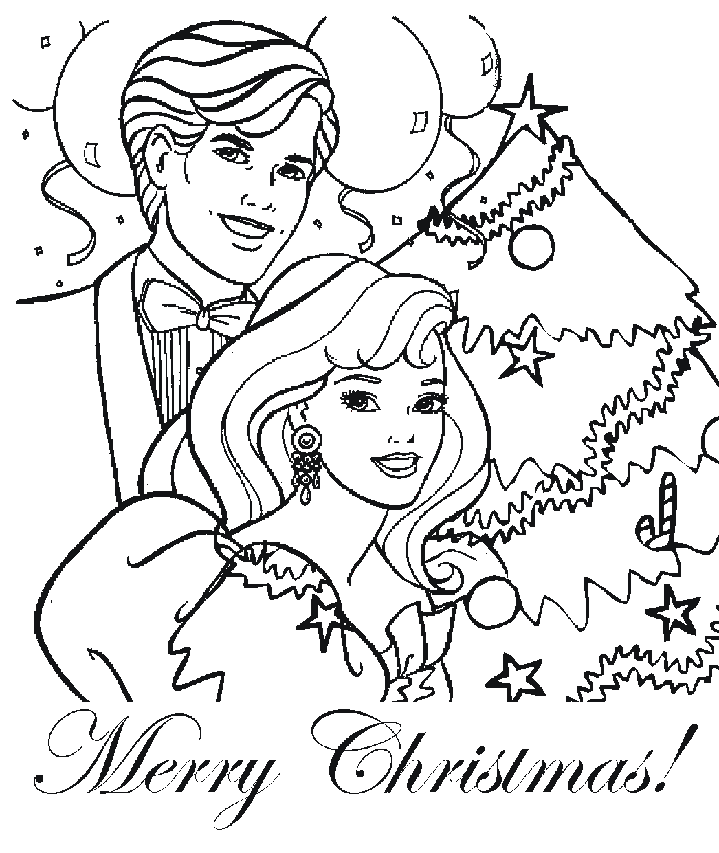BARBIE COLORING PAGES: BARBIE CHRISTMAS COLORING PAGE