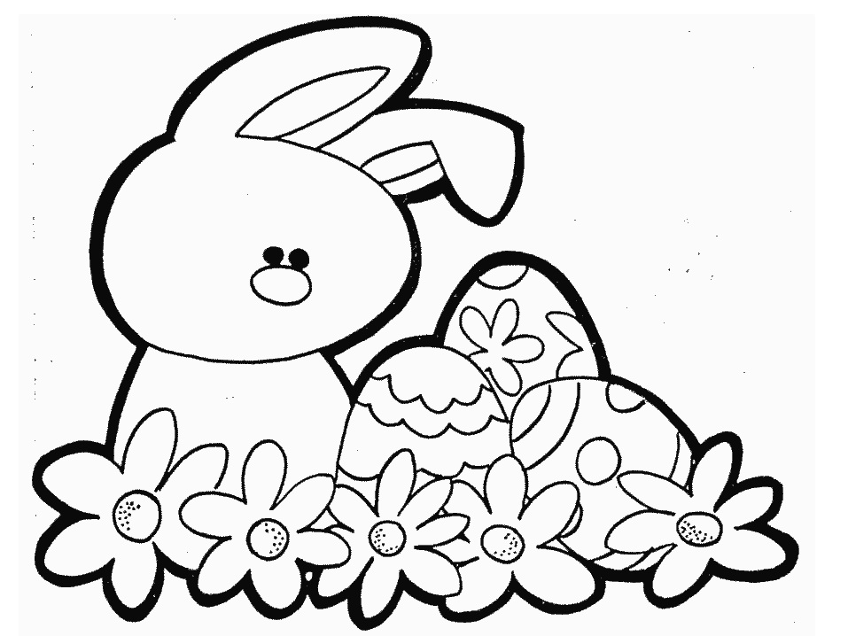 EASTER COLOURING: EASTER BUNNIES WITH EGGS COLOURING PICS
