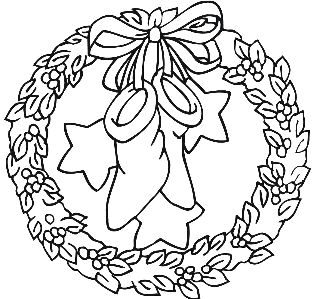 Heres A Christmas Wreath And Some Teddy Bears For You To Print Color This Click On The Xmas Coloring Page Like Best It Will Open