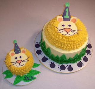 first birthday lion cake and smash cake