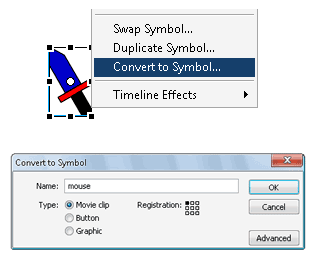 convert to symbol Movie Clip