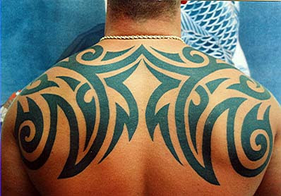 Upper Back Tribal Tattoo