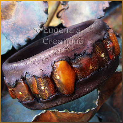polymer clay and amber bracelet