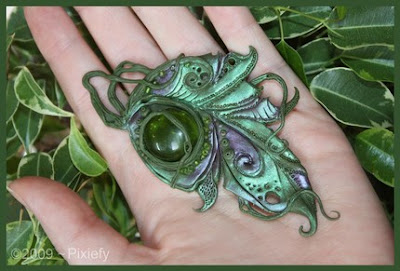 polymer clay leaf pendant