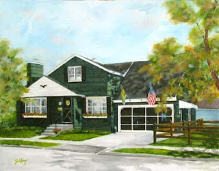 'Lights in the Garage' House Kath Schifano Kathy Painting 'Lights in the Garage' House Kath Schifano Kathy Painting