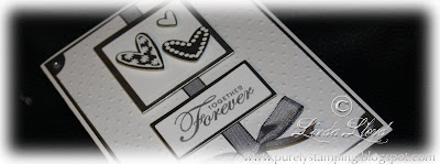 Wedding card made with Stampin Up Whisper White cardstock and a Martha Stewart punch - thumbnail