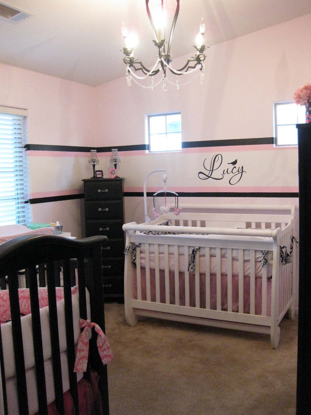 Black Pink White Twin Nursery Design Dazzle Black Pink White Twin Nursery