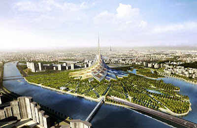 Crystal island tower in moscow
