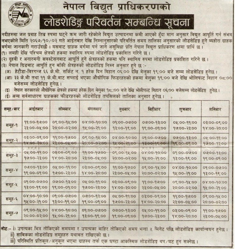 Load Shedding Schedule Nepal load shedding schedule kathmandu nepal 16th january 2011 Load Shedding Schedule Nepal load shedding schedule kathmandu nepal 16th january 2011