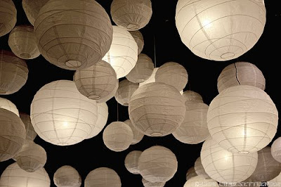 photograph Chinese lanterns black and white