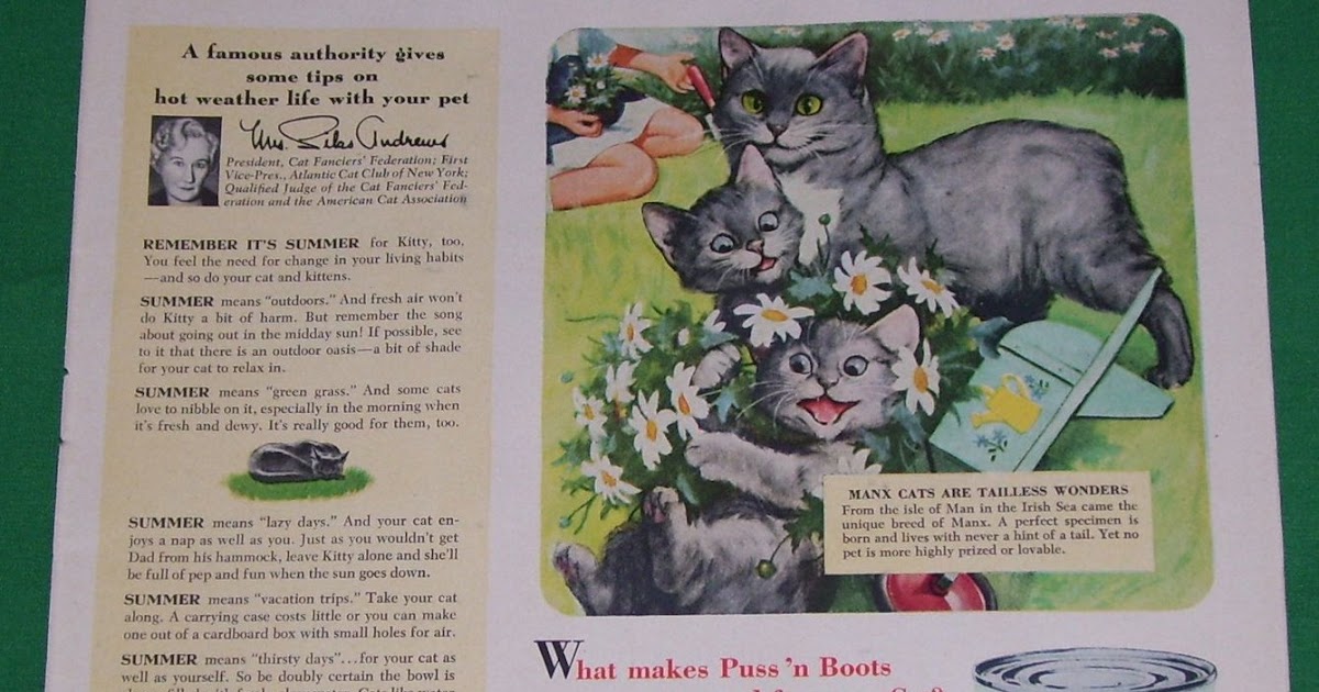 1953 Puss'n Boots Cat Food Magazine Ad Old Magazine Ads