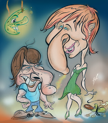 paris hilton & tom cruise caricature