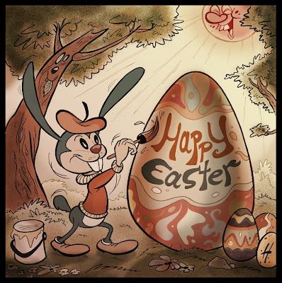 Easter Bunny & Easter Egg cartoon drawing