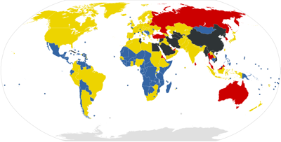 Carte du monde de la censure sur Internet