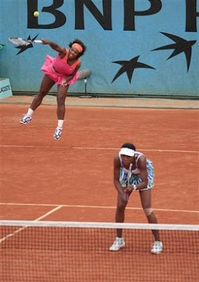 Black Tennis Pro's Venus and Serena Williams 2009 French Open Doubles Match