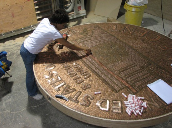 Woman Makes Giant Penny Sculpture Using 84,000 Pennies Woman Makes Giant Penny Sculpture Using 84,000 Pennies