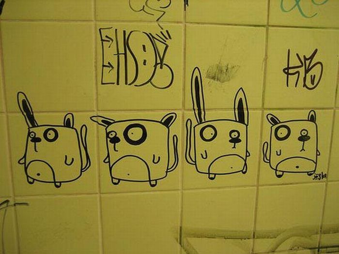 Curious, Funny Photos / Pictures 51 Creative Bathroom Wall Graffiti