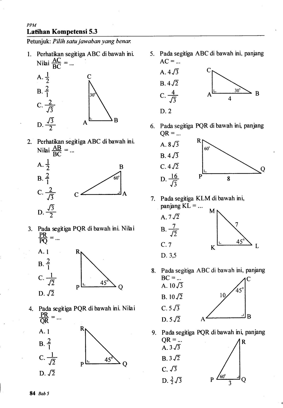 mathematicc Latihan Soal Pythagoras Kelas 8