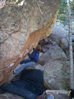 Tara bouldering traverse Flatirons Colorado