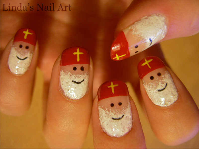 Santa Claus Nail Art for Christmas, Santa Claus Nail Art, Christmas Nail Art