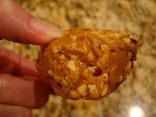 Close up of one Betty Lou's High Protein Almond Butter Ball
