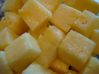 Close up of diced pineapple