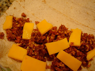Raw Vegan Taco Nut "Meat" on tortilla with cheese