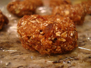 Close up of oatmeal raisin cookies on countertop