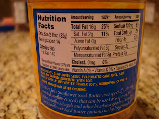 Nutrient Label of Sunflower Seed Butter on container