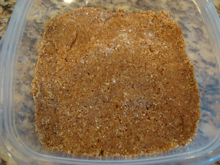 Portion of blended mixture pressed into bottom of clear container