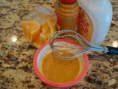 Sweet Hot Mustard & Orange Sauce in bowl with whisk