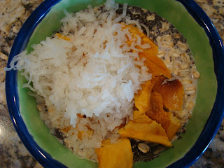 Overhead of ingredients for soaked oats in bowl