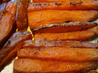 Sweet potato fries after cooking
