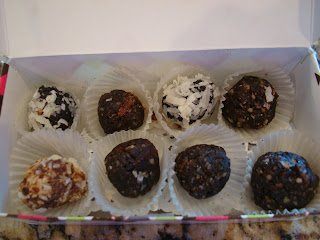 Open package showing various types of fudge balls