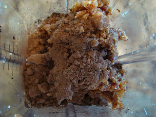 Ground up mixture with dark cocoa powder added