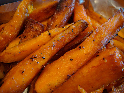 Close up of Ginger Roasted Sweet Potatoes